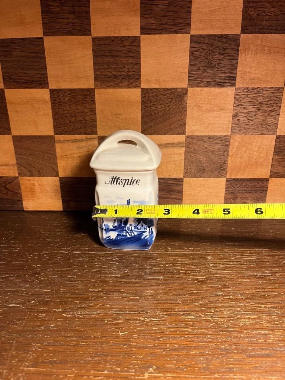 Delft Blue and White Windmill Ceramic Allspice Spice Canister A535